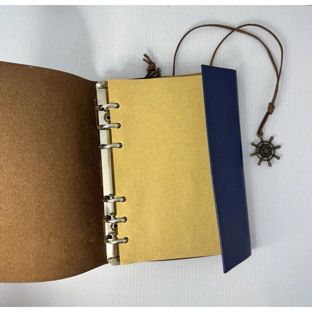 Writing Journal PU Leather Planner 9”x6” Ring Bound Nautical Binder Journal